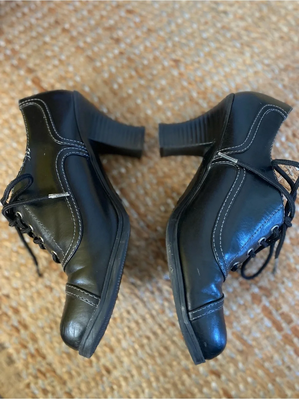 Vintage Y2K Mudd Chunky Heel Oxfords Black Lace Up Pumps Whimsygoth Grunge SZ 7